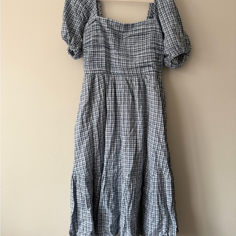 Abercrombie & Fitch Emerson Blue Plaid Midi Dress